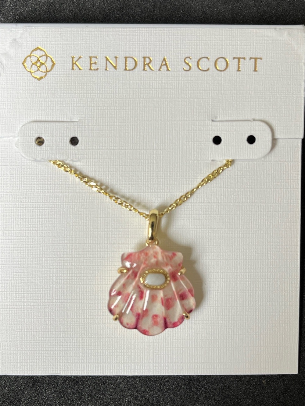 Kendra Scott Gold Chain Necklace with Pink Shell Charm